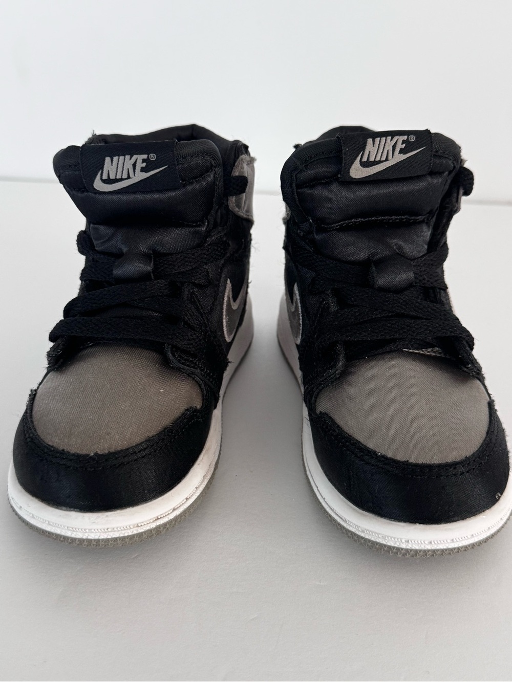 Nike Kids Black and Gray High-Top Sneakers with White Soles